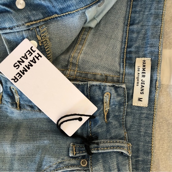 Hammer Jeans Denim Shorts - High Rise | Light Wash | Distressed | Frayed | Jean - Picture 4 of 7